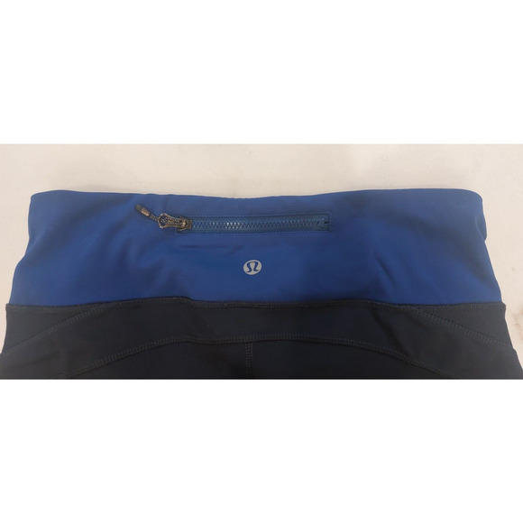 Lululemon Crop Women's Leggings Size 6‎ Navy Mid Rise Pocket Logo - Picture 6 of 12